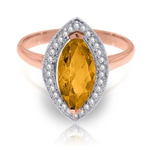 GOLD RING WITH DIAMONDS & MARQUIS CITRINE
